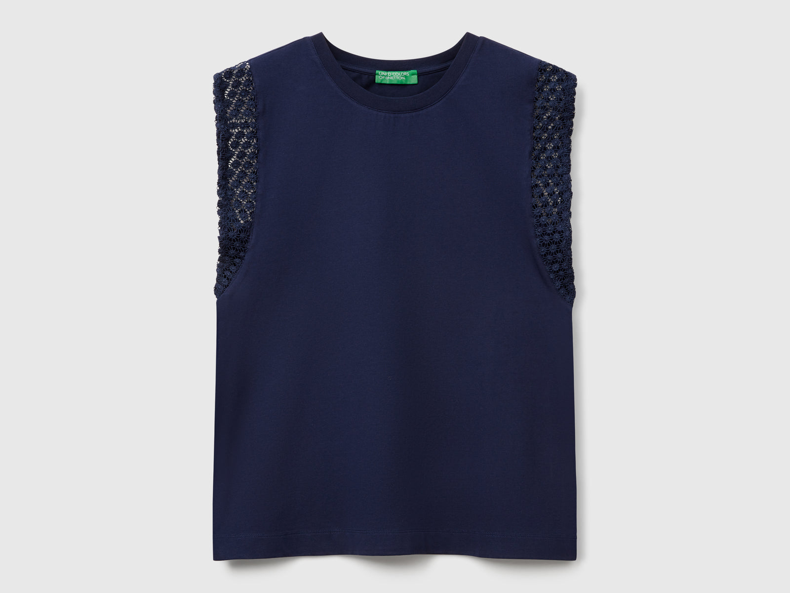 Sleeveless top with macramé da donna blu scuro | Benetton Outlet