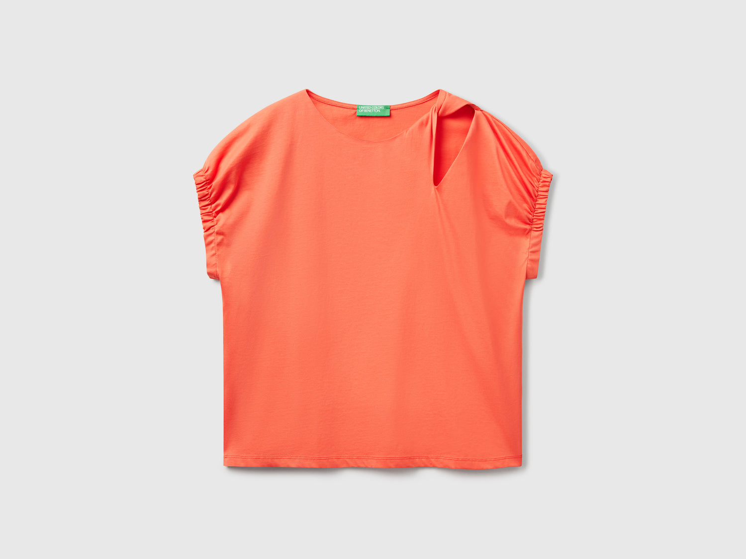Maglietta con nodo e cut out da donna arancione | Benetton Outlet