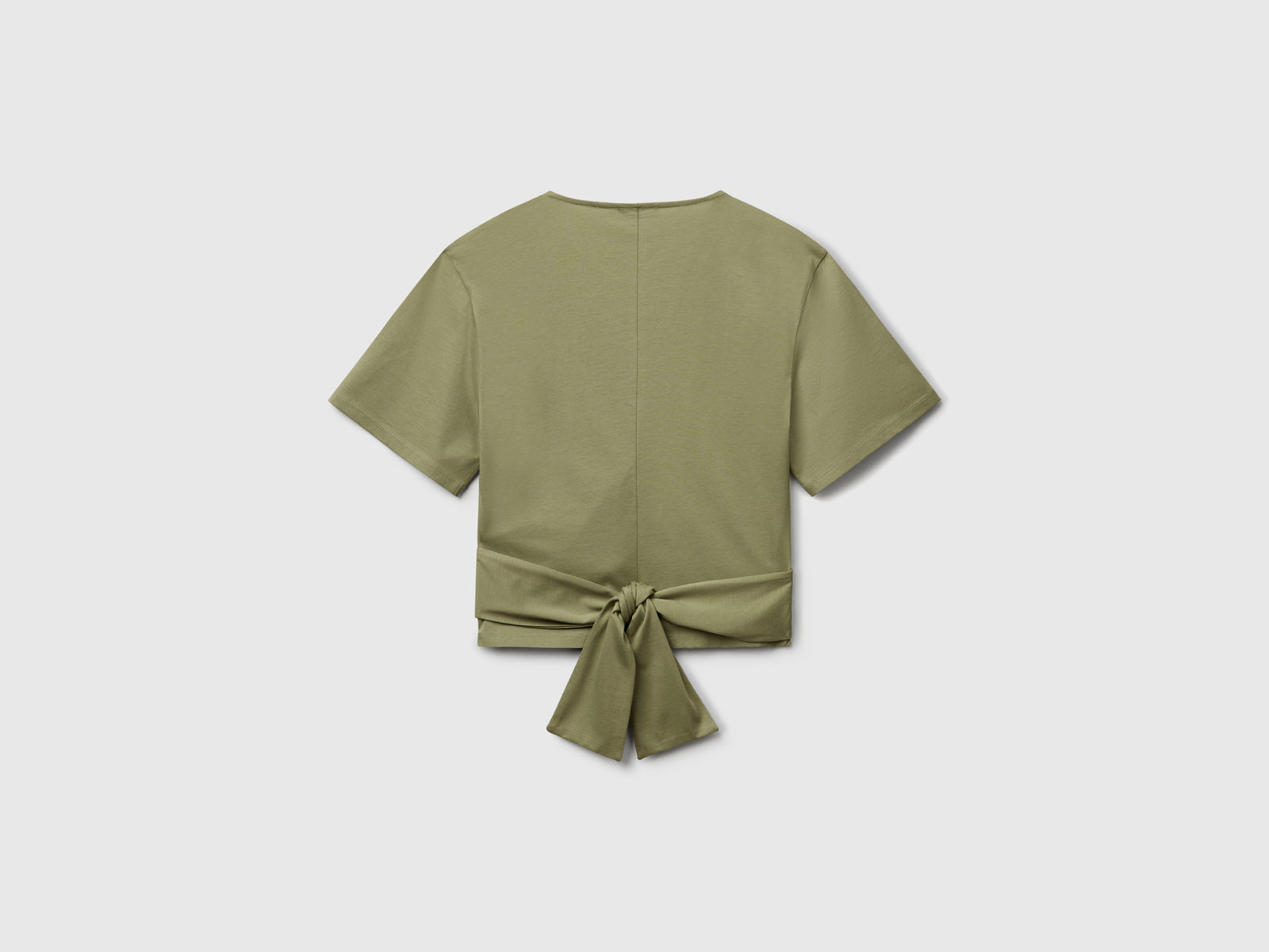 T-shirt with knot on the back da donna verde oliva 2 | Benetton Outlet