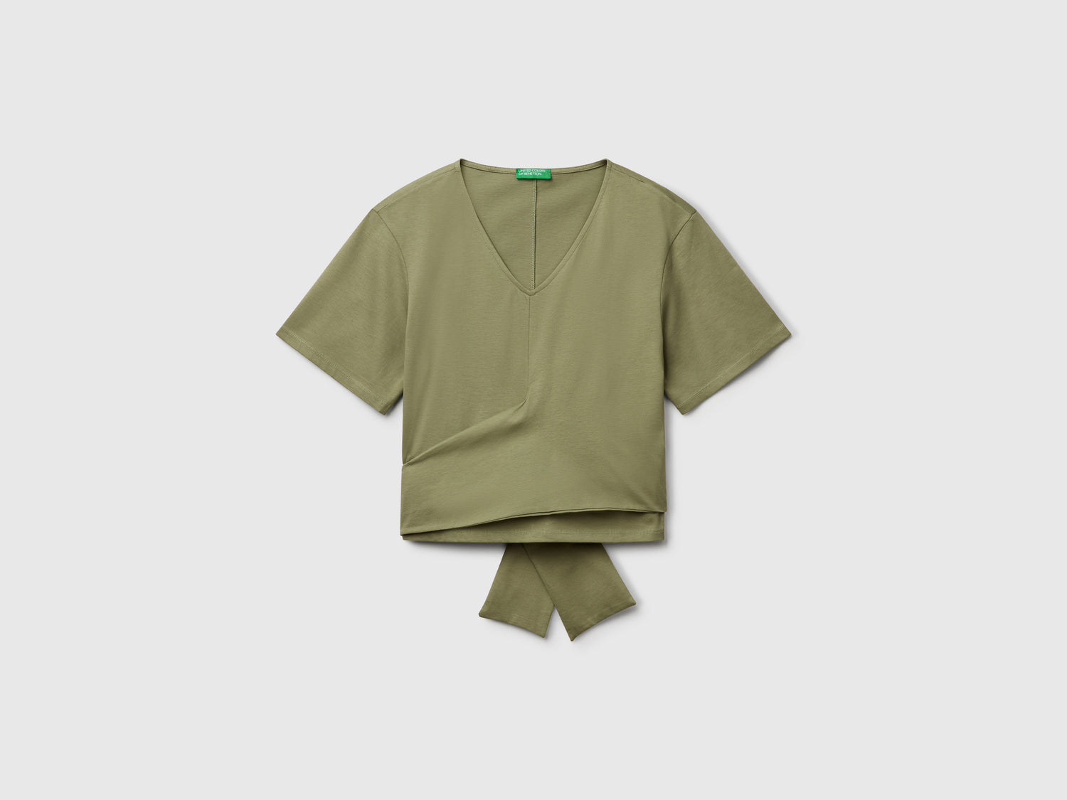 T-shirt with knot on the back da donna verde oliva | Benetton Outlet