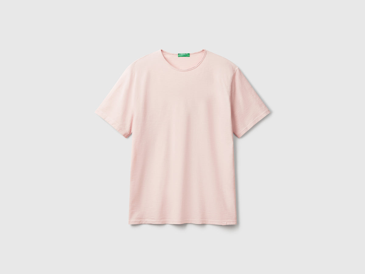 T-shirt rosa cipria in cotone fiammato