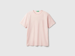 T-shirt rosa cipria in cotone fiammato