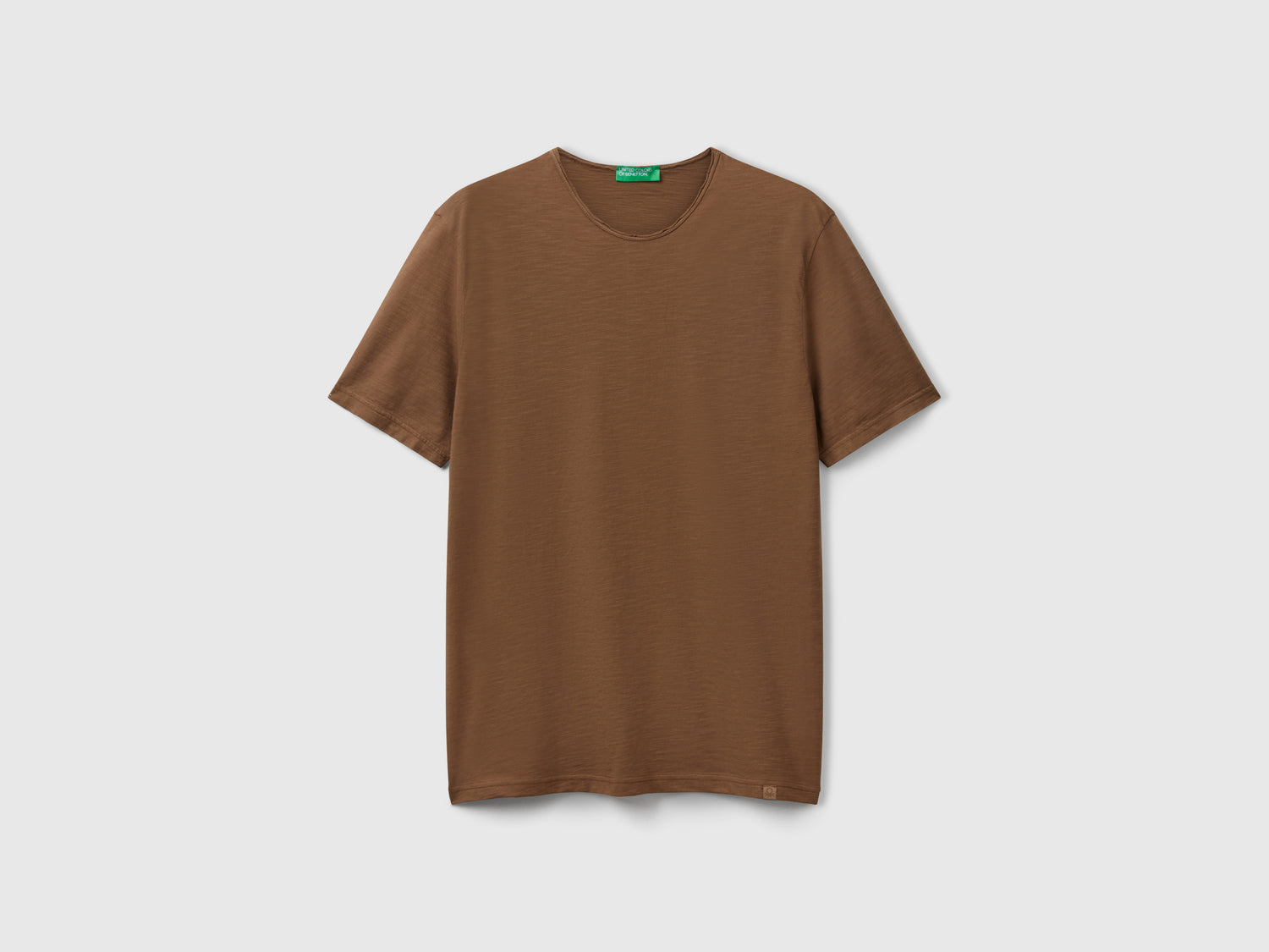 T-shirt in cotone fiammato da uomo marrone | Benetton Outlet