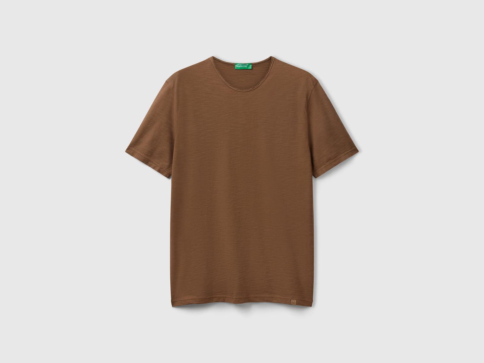 T-shirt in cotone fiammato da uomo marrone | Benetton Outlet