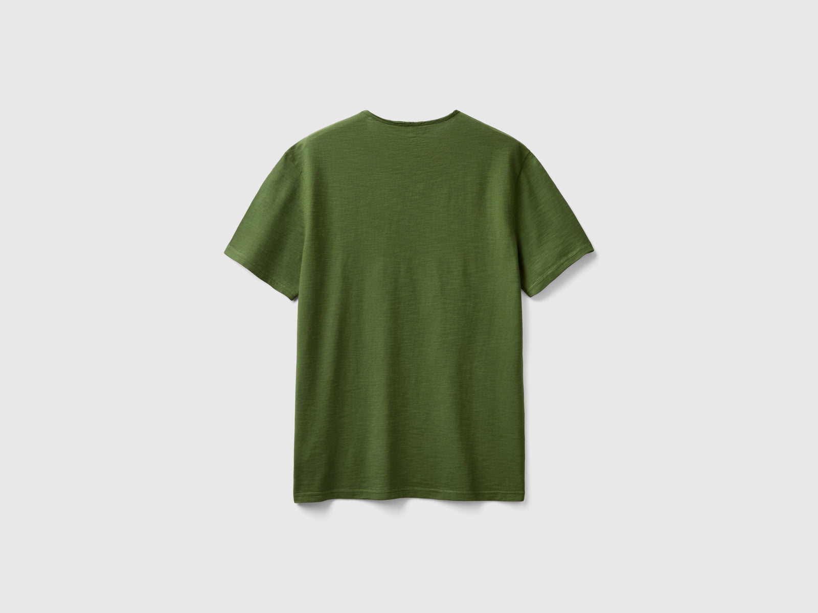 T-shirt in cotone fiammato da uomo verde oliva 2 | Benetton Outlet