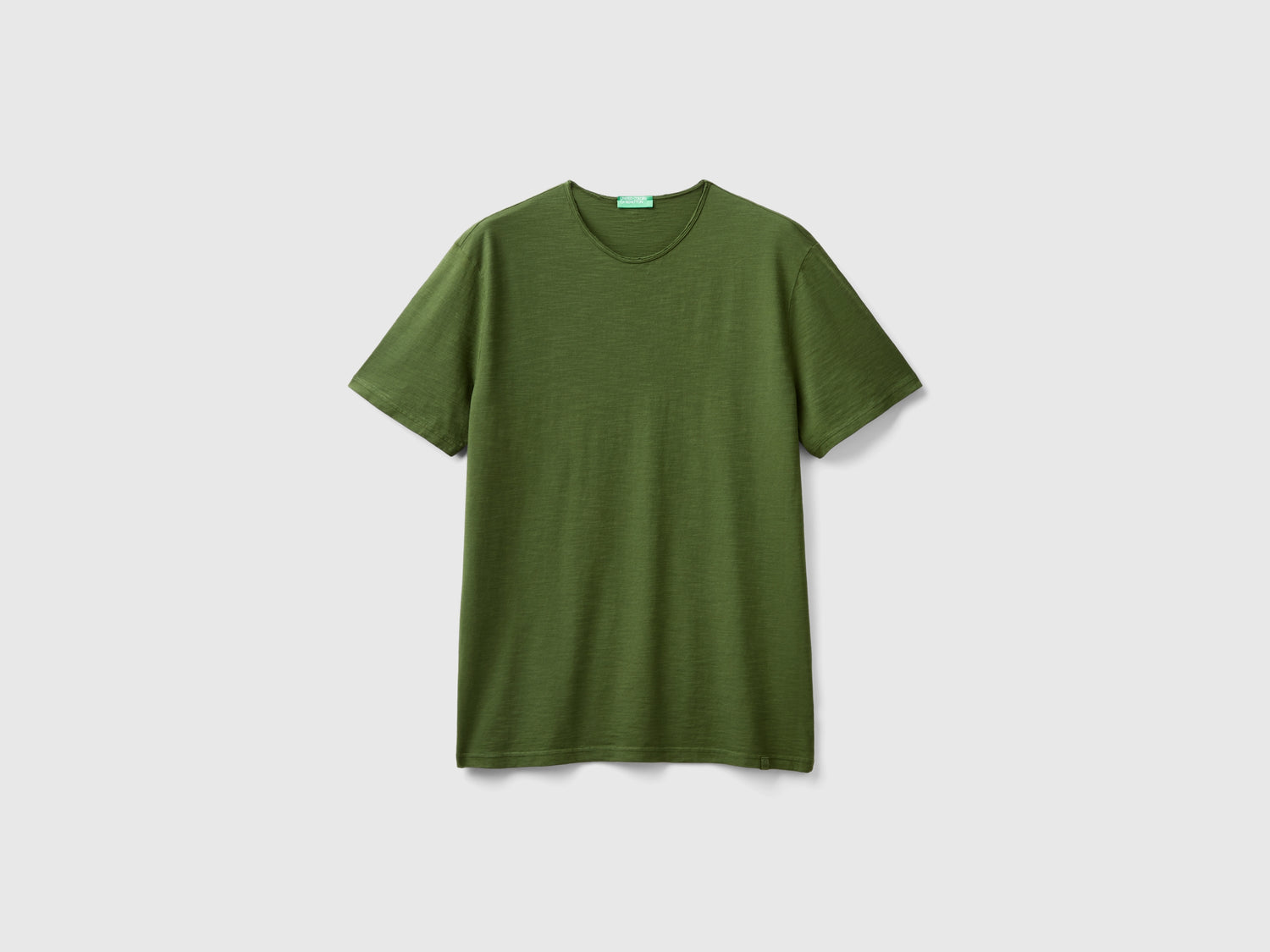 T-shirt in cotone fiammato da uomo verde oliva | Benetton Outlet
