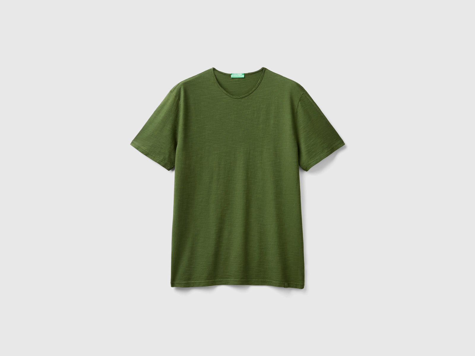 T-shirt in cotone fiammato da uomo verde oliva | Benetton Outlet