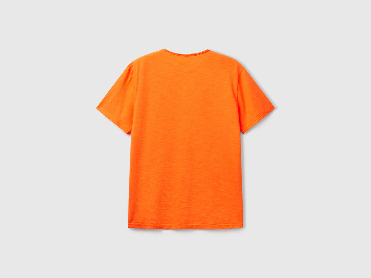 T-shirt ambra in cotone fiammato