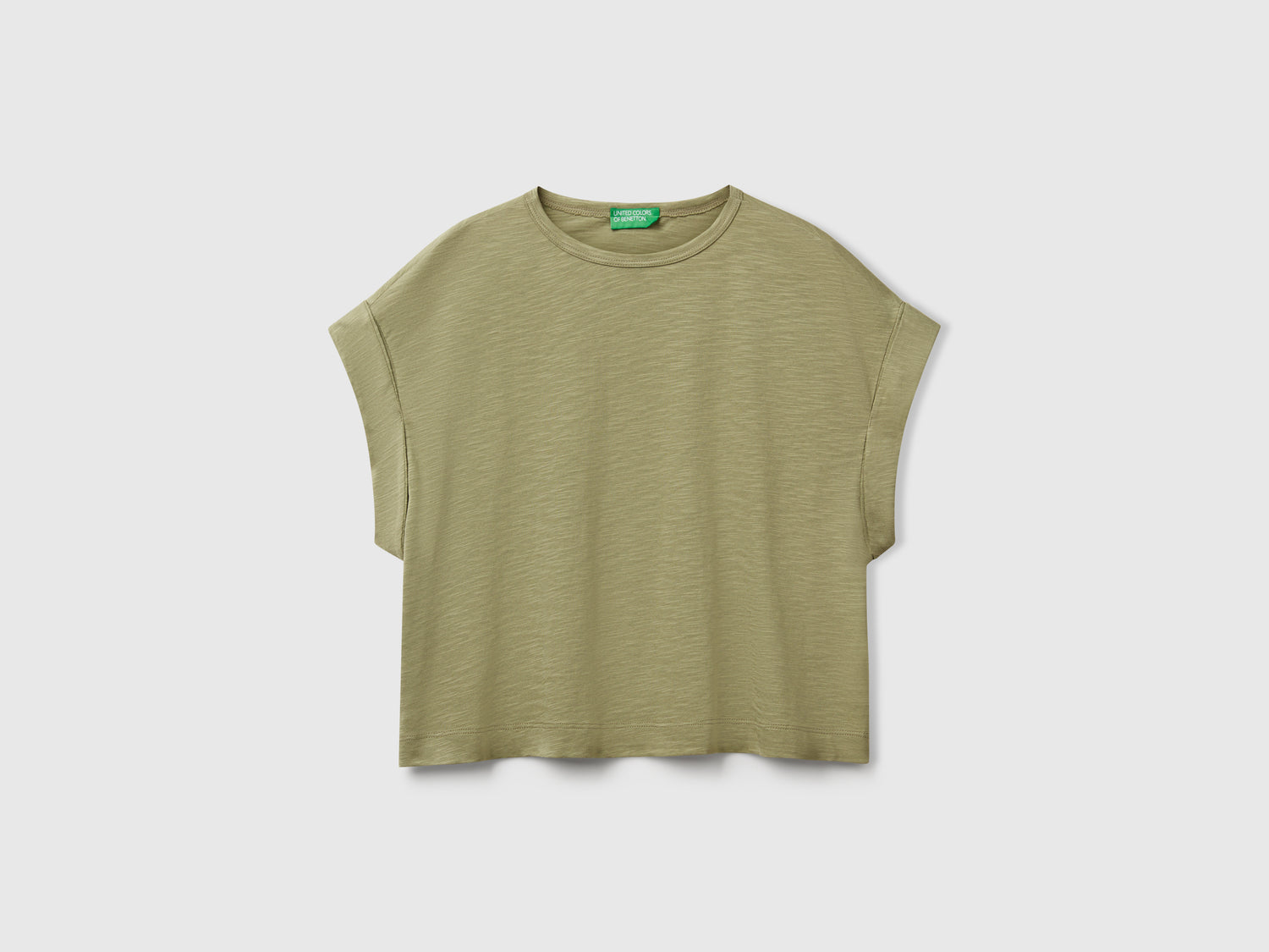 T-shirt boxy fit da donna verde oliva | Benetton Outlet