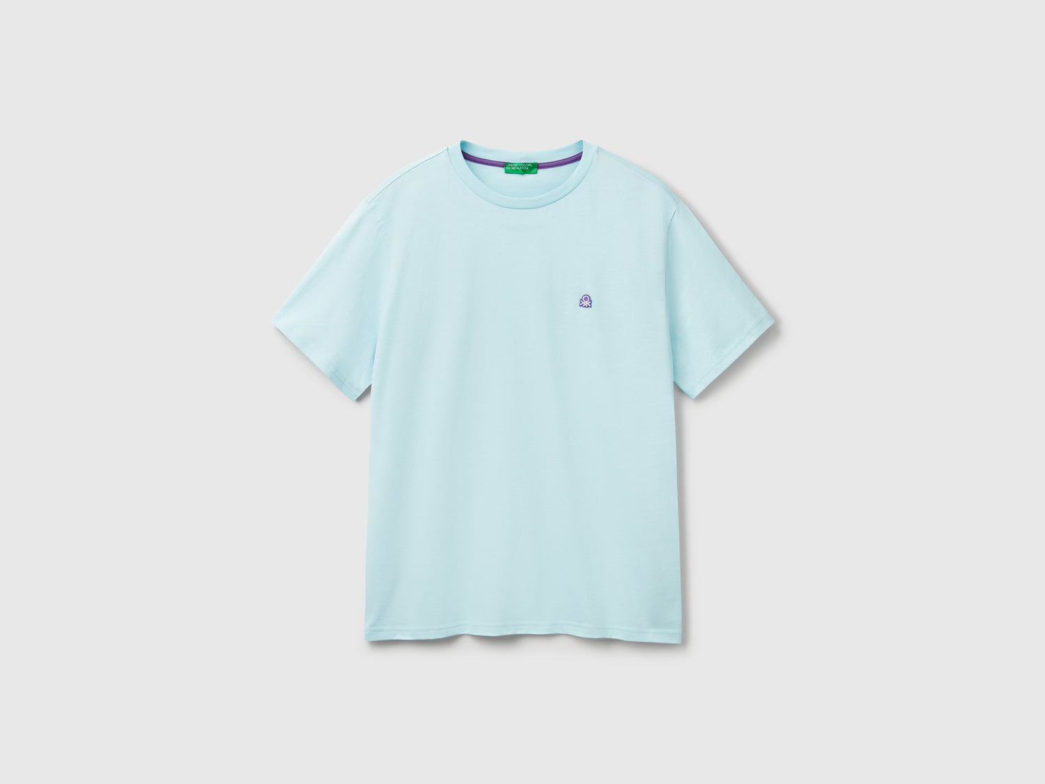T-shirt basica cotone da uomo turchese | Benetton Outlet