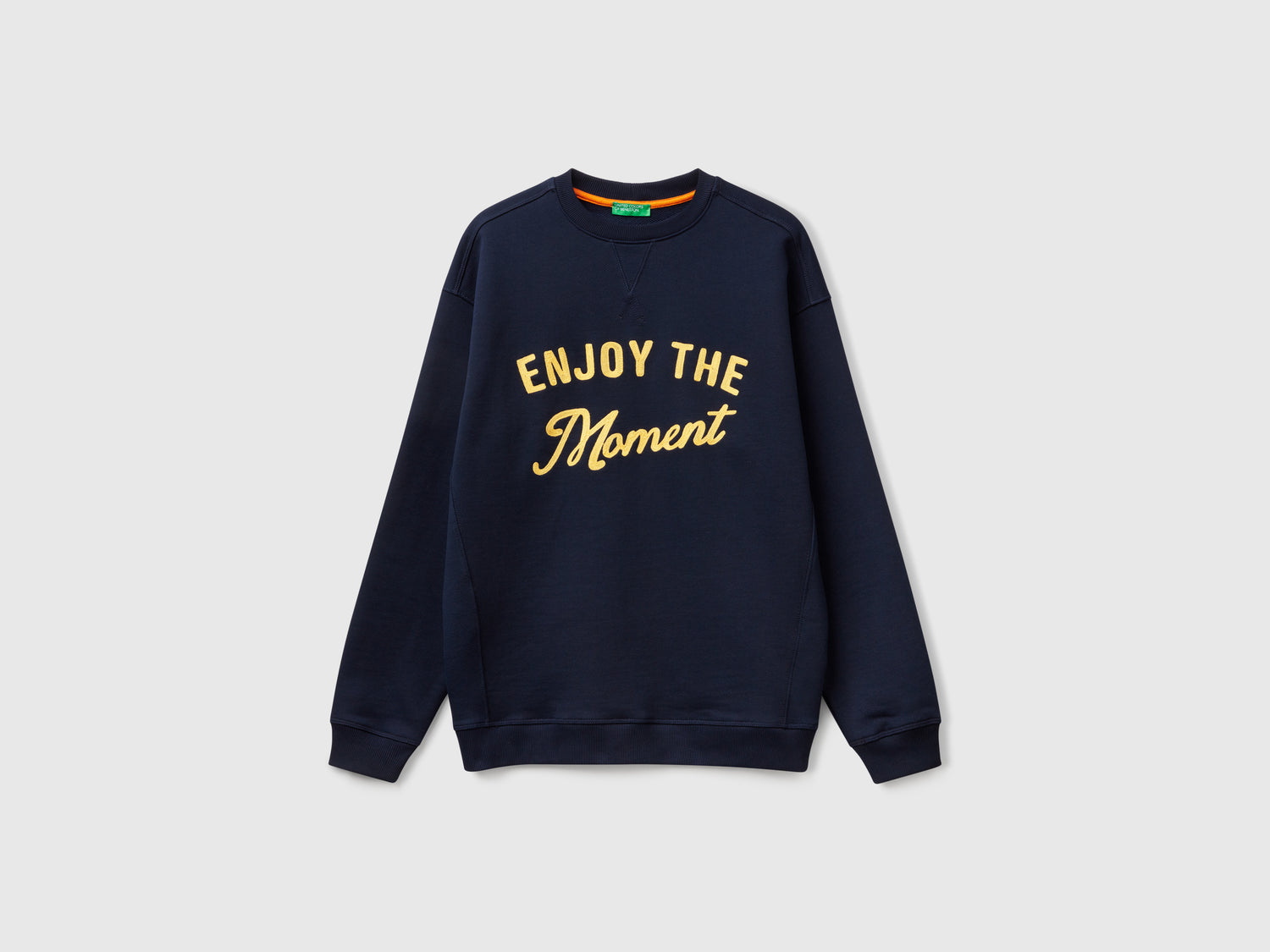 Felpa con ricamo 100% cotone da uomo blu scuro | Benetton Outlet