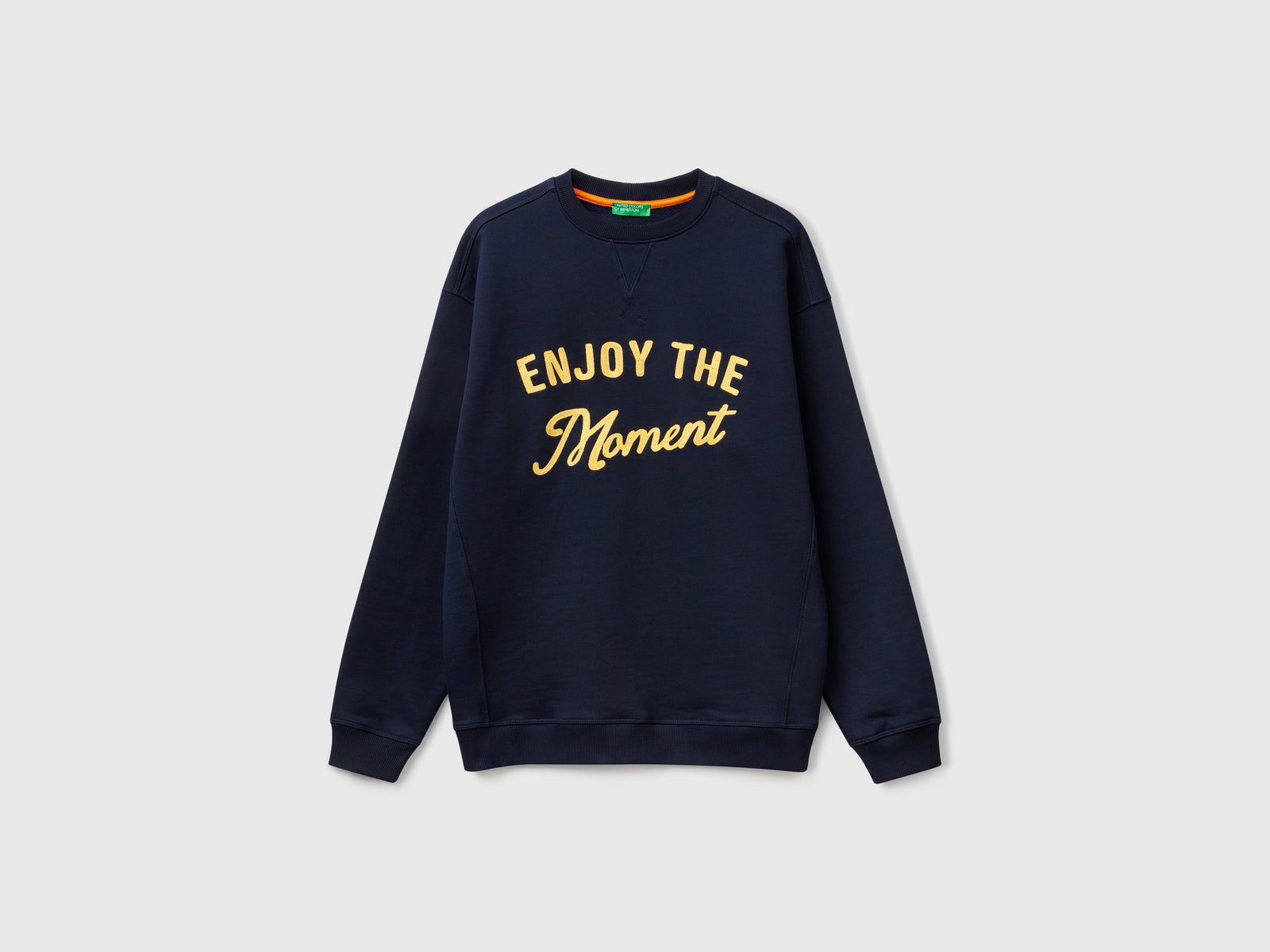 Felpa con ricamo 100% cotone da uomo blu scuro | Benetton Outlet