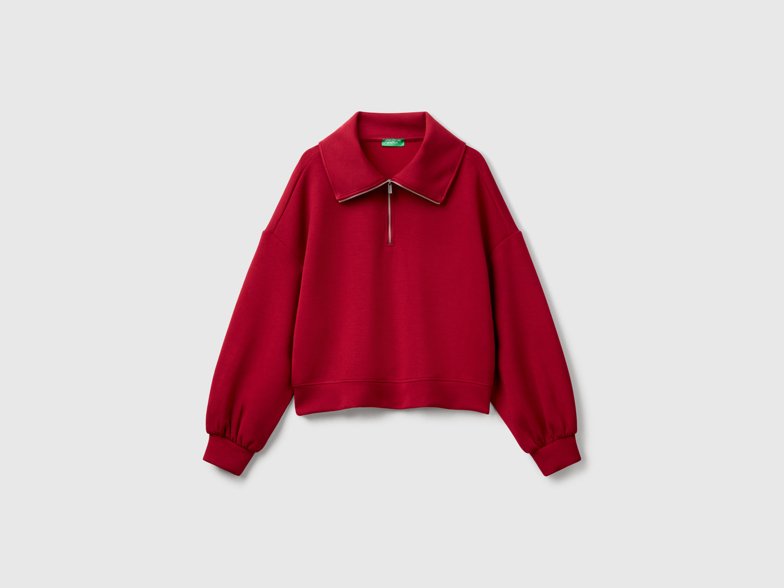 Felpa con zip da donna bordeaux | Benetton Outlet