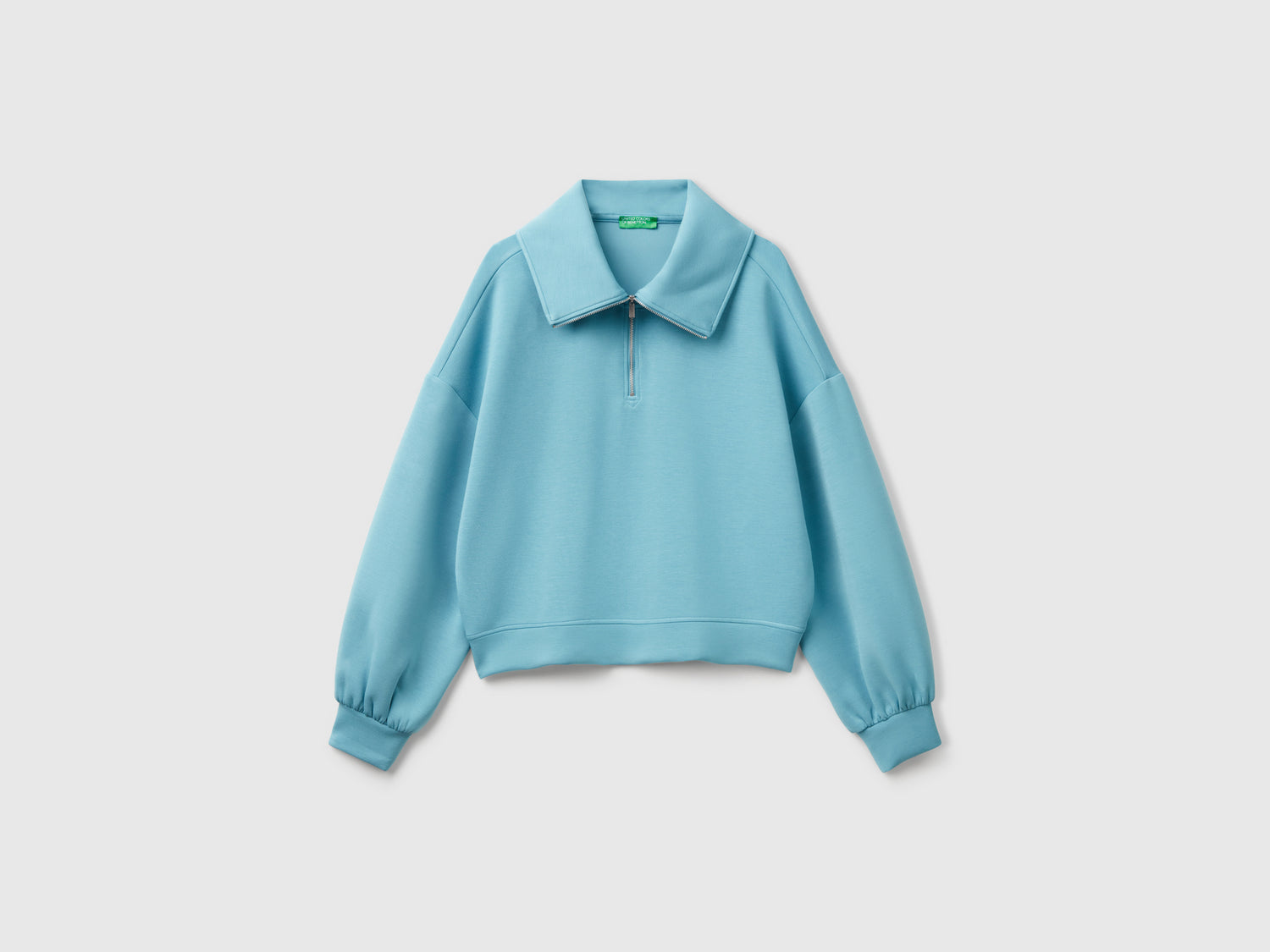 Felpa con zip da donna azzurro | Benetton Outlet