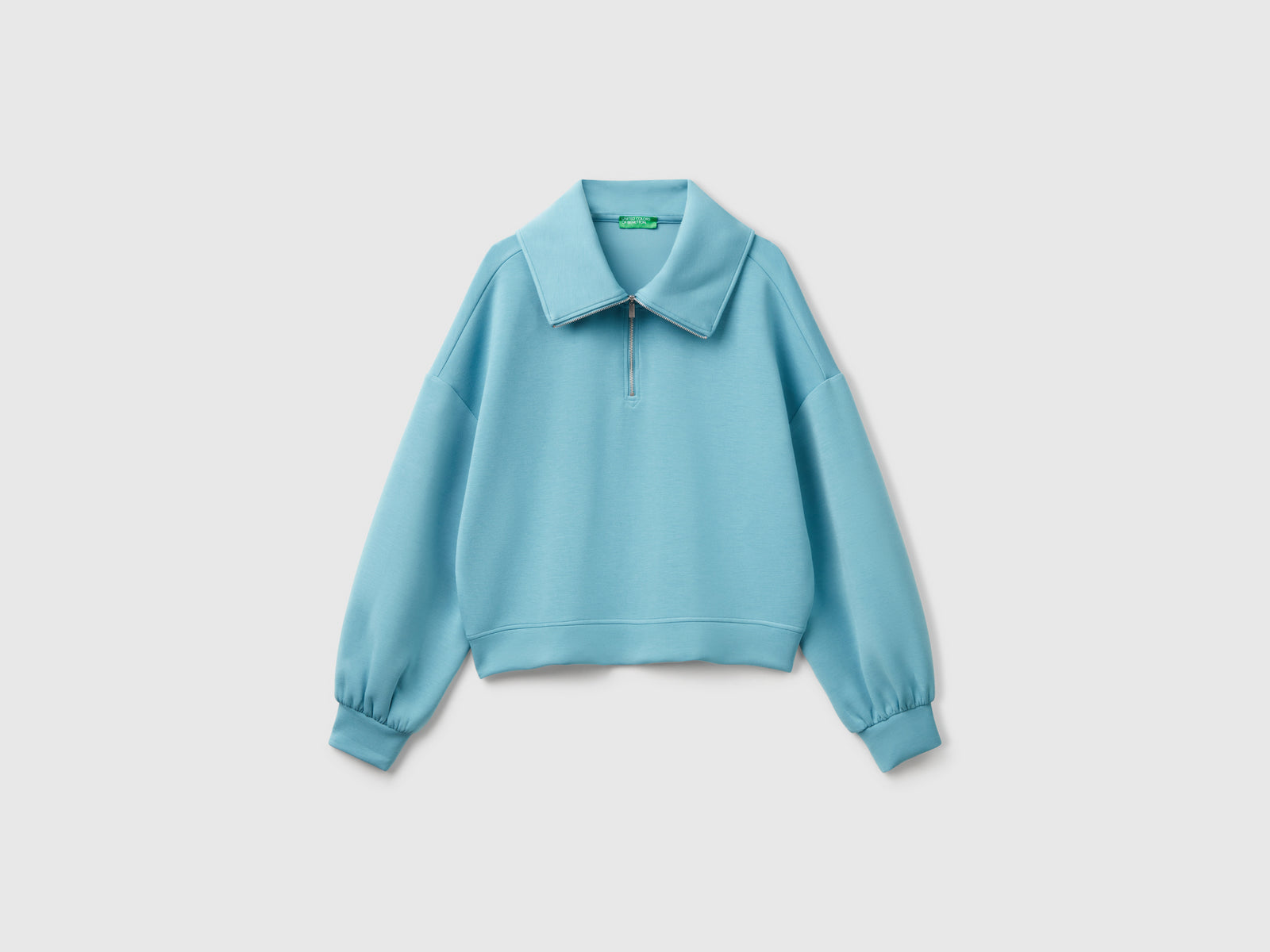 Felpa con zip da donna azzurro | Benetton Outlet