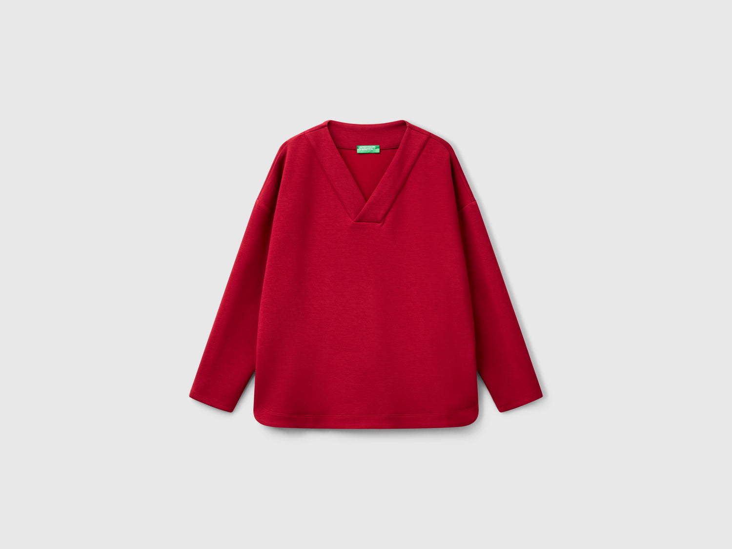 Felpa con scollo a V da donna bordeaux | Benetton Outlet