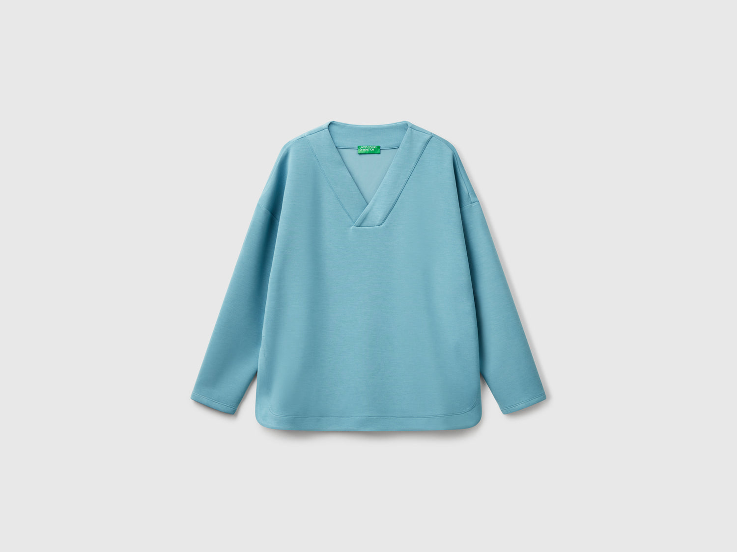Felpa con scollo a V da donna azzurro | Benetton Outlet
