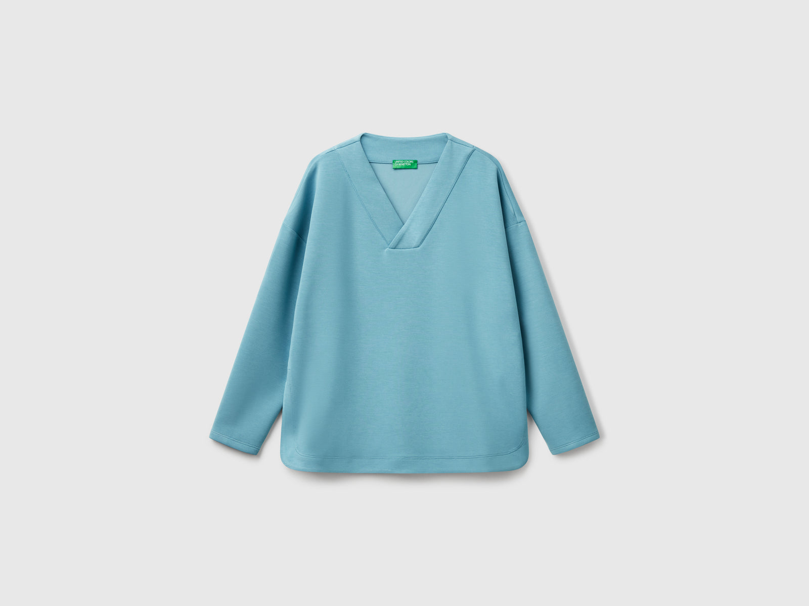 Felpa con scollo a V da donna azzurro | Benetton Outlet