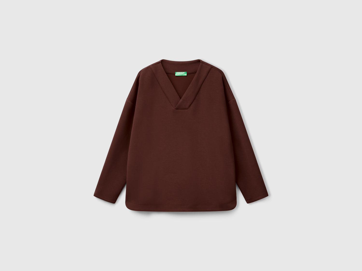Felpa con scollo a V da donna bruciato | Benetton Outlet