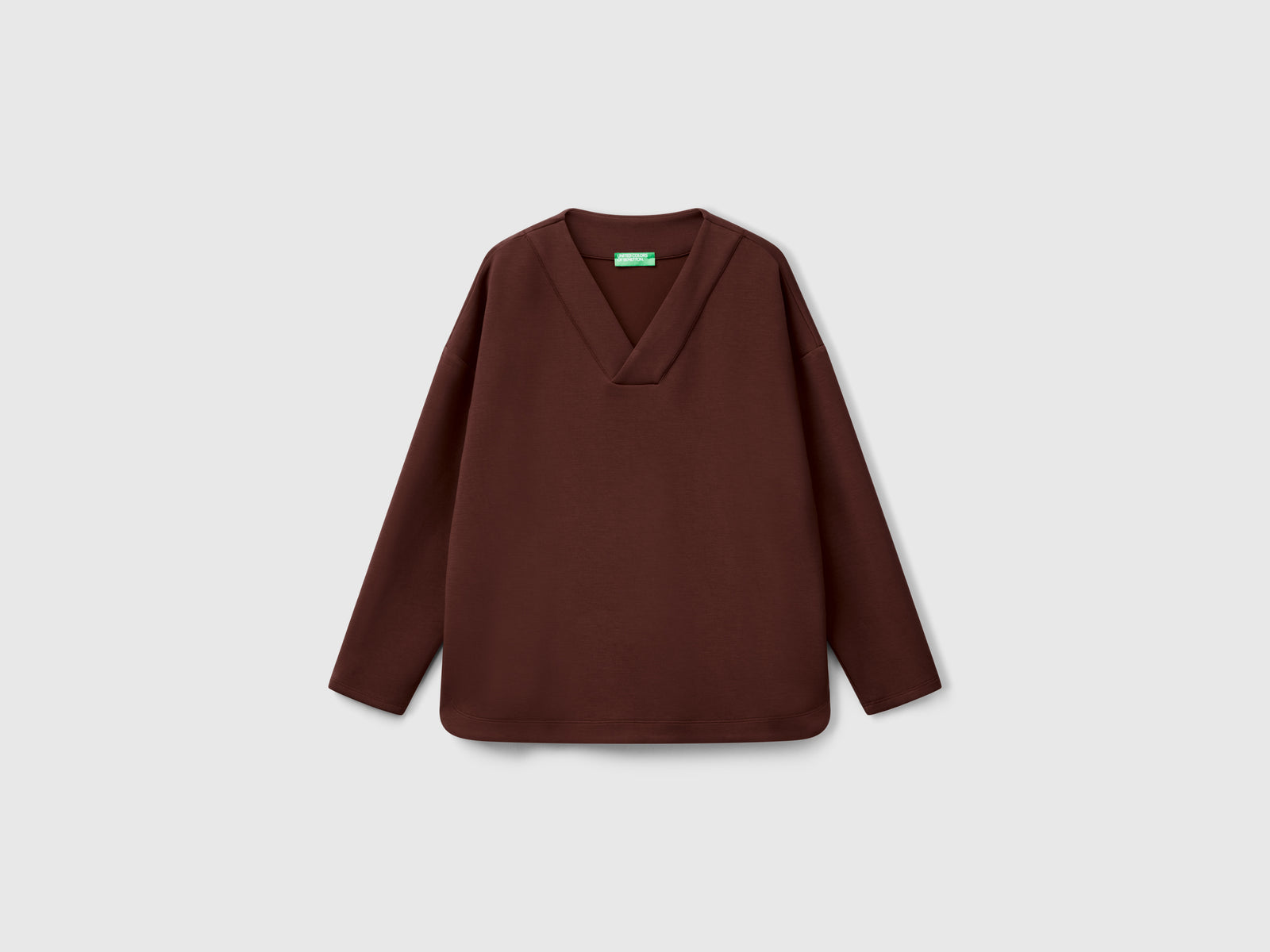 Felpa con scollo a V da donna bruciato | Benetton Outlet