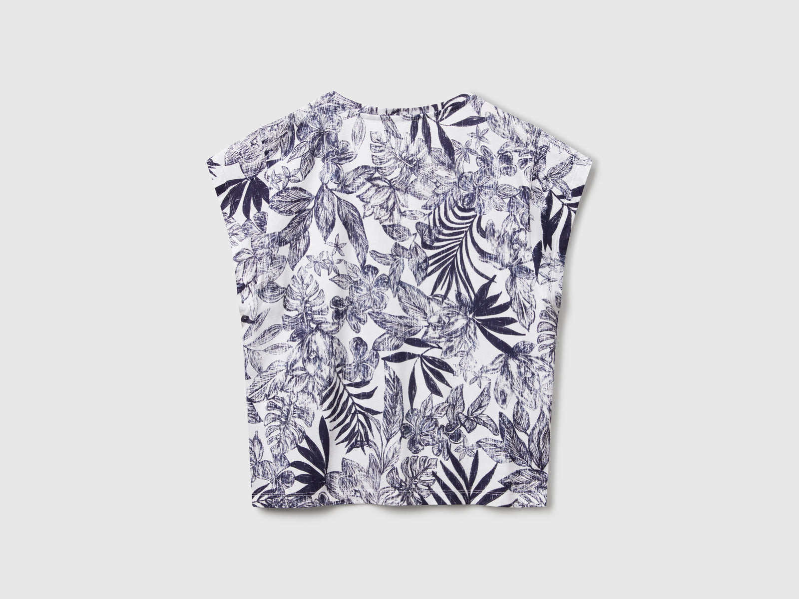 Maglietta con stampa fiori da donna blu 2 | Benetton Outlet