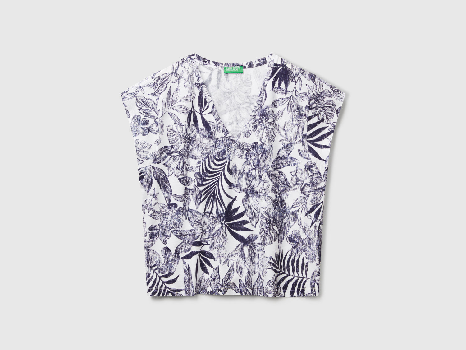 Maglietta con stampa fiori da donna blu | Benetton Outlet
