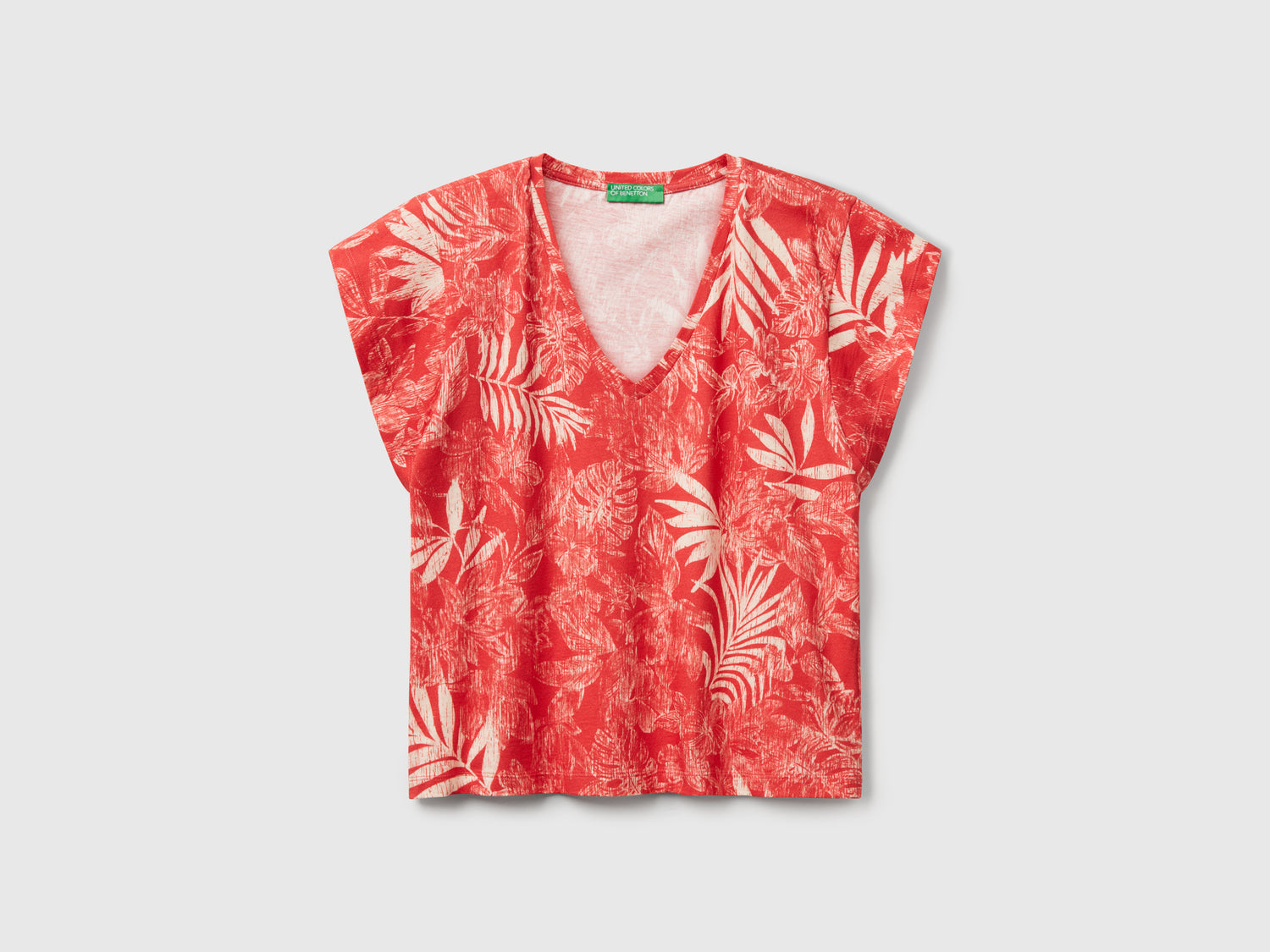 Maglietta con stampa fiori da donna rosso | Benetton Outlet