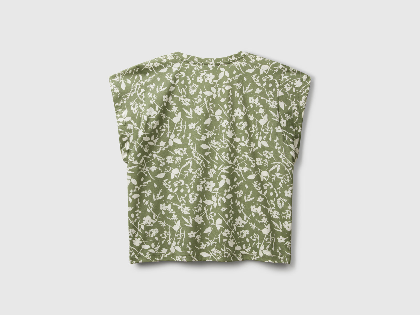 T-shirt with flower print da donna verde oliva 2 | Benetton Outlet