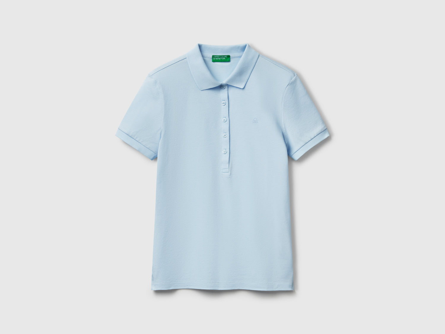 Polo slim fit in cotone stretch da donna celeste | Benetton Outlet