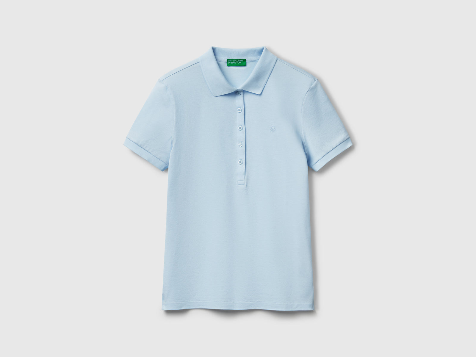 Polo slim fit in cotone stretch da donna celeste | Benetton Outlet
