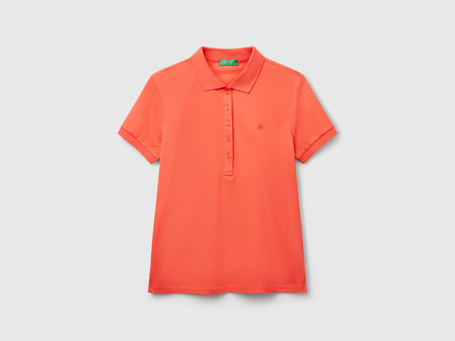 Polo slim fit in cotone stretch da donna arancione | Benetton Outlet