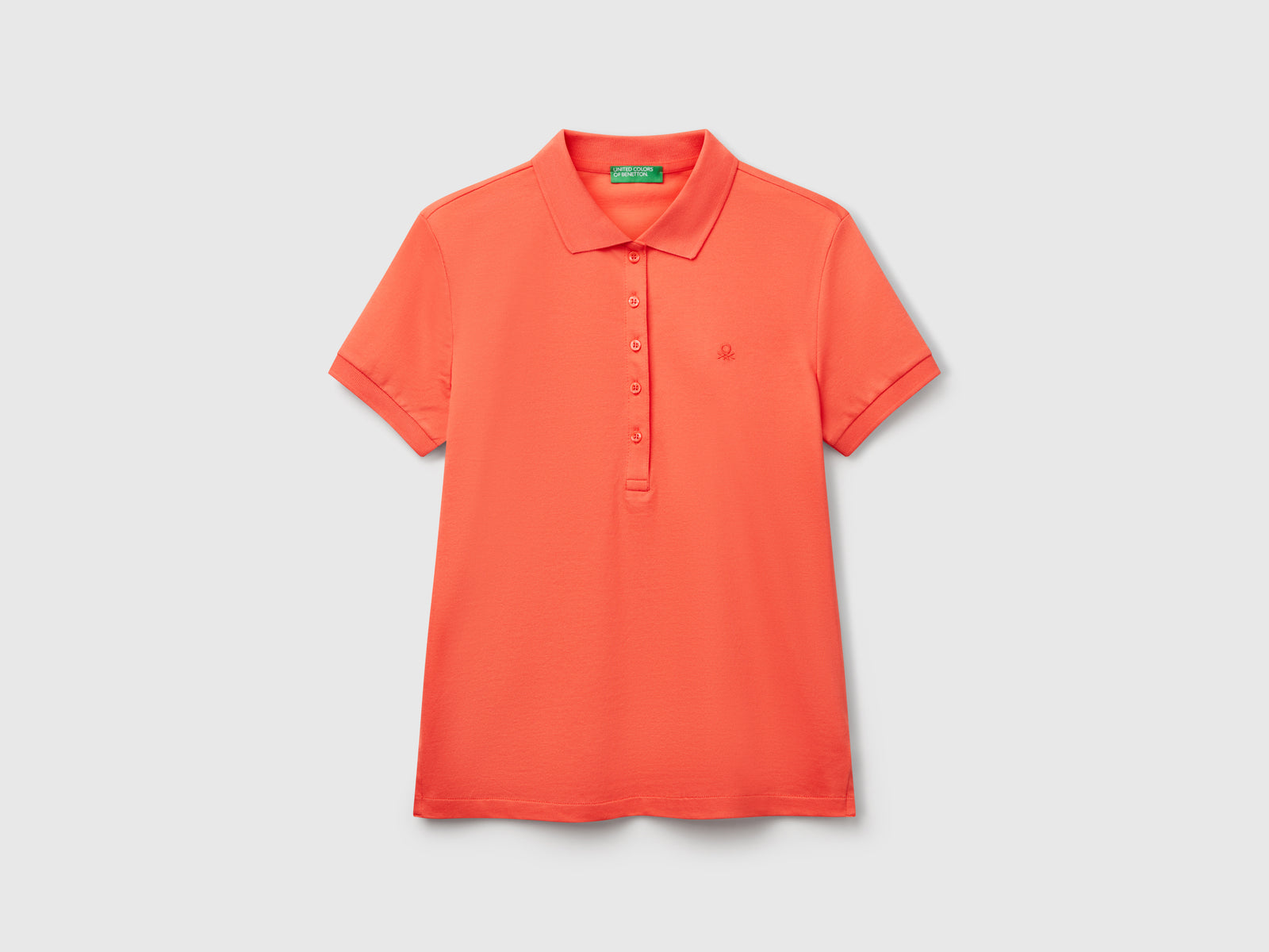 Polo slim fit in cotone stretch da donna arancione | Benetton Outlet