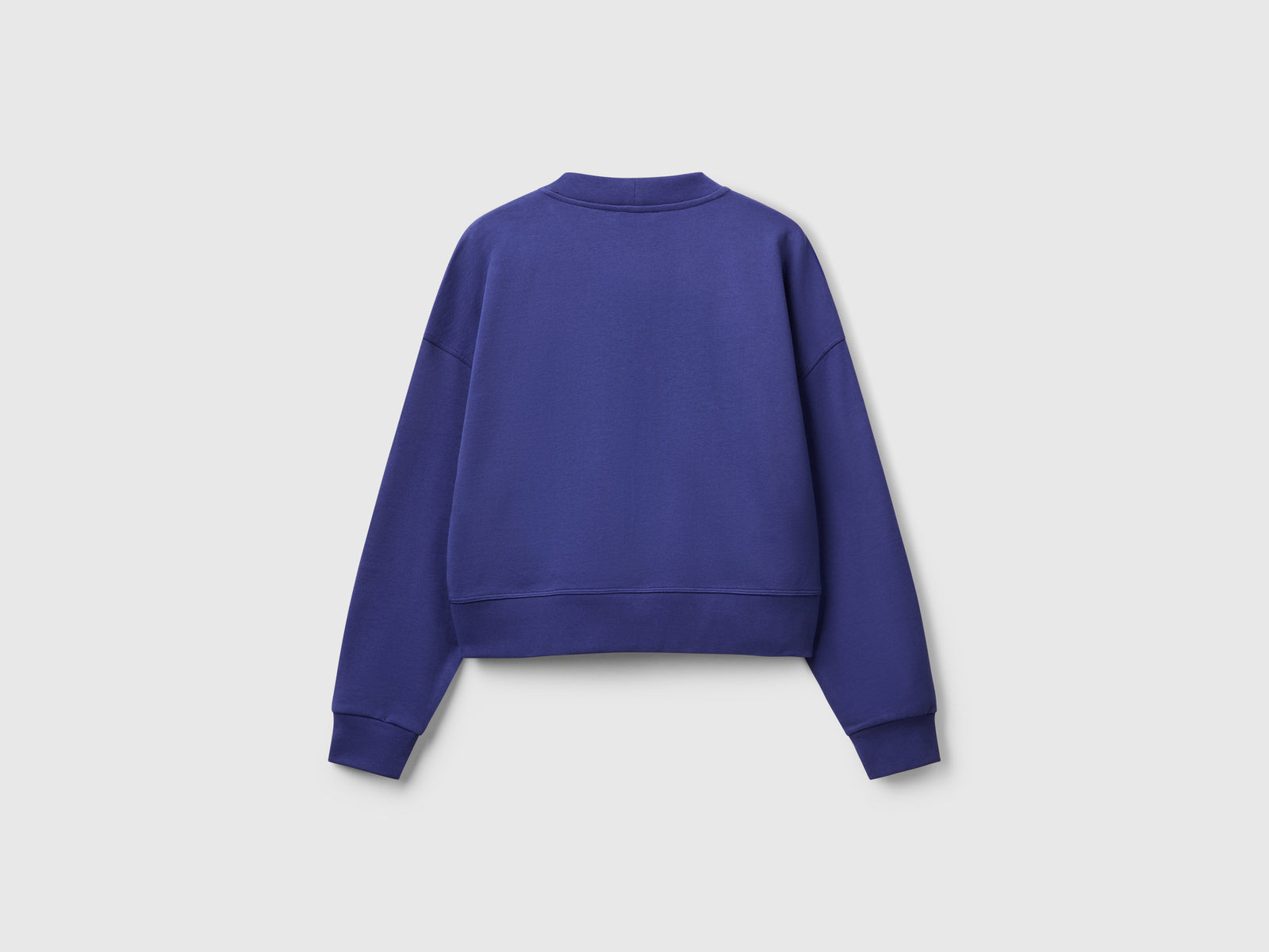 Felpa 100% cotone con stampa logo da donna blu 2 | Benetton Outlet