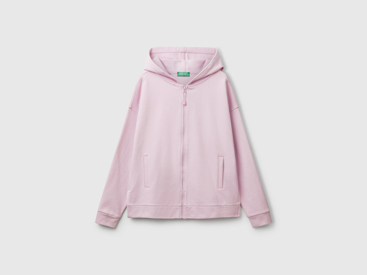 Felpa 100% cotone con zip e cappuccio