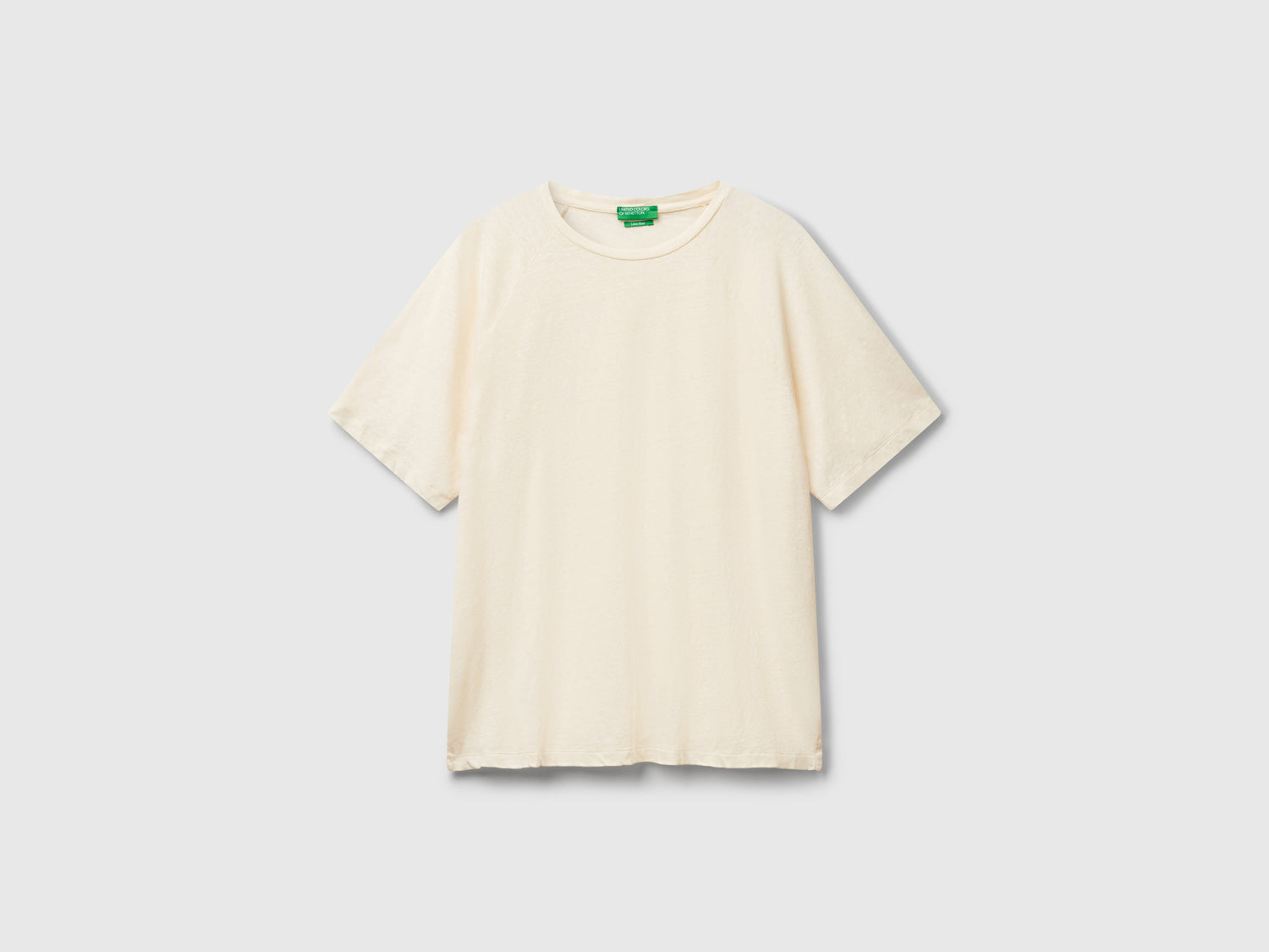 T-shirt in misto lino da uomo bianco panna | Benetton Outlet