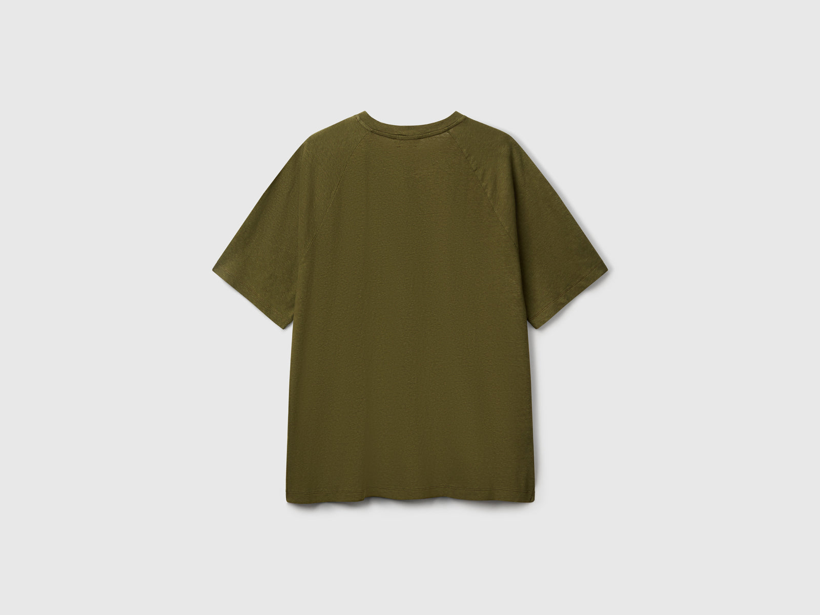 T-shirt in misto lino da uomo verde oliva 2 | Benetton Outlet