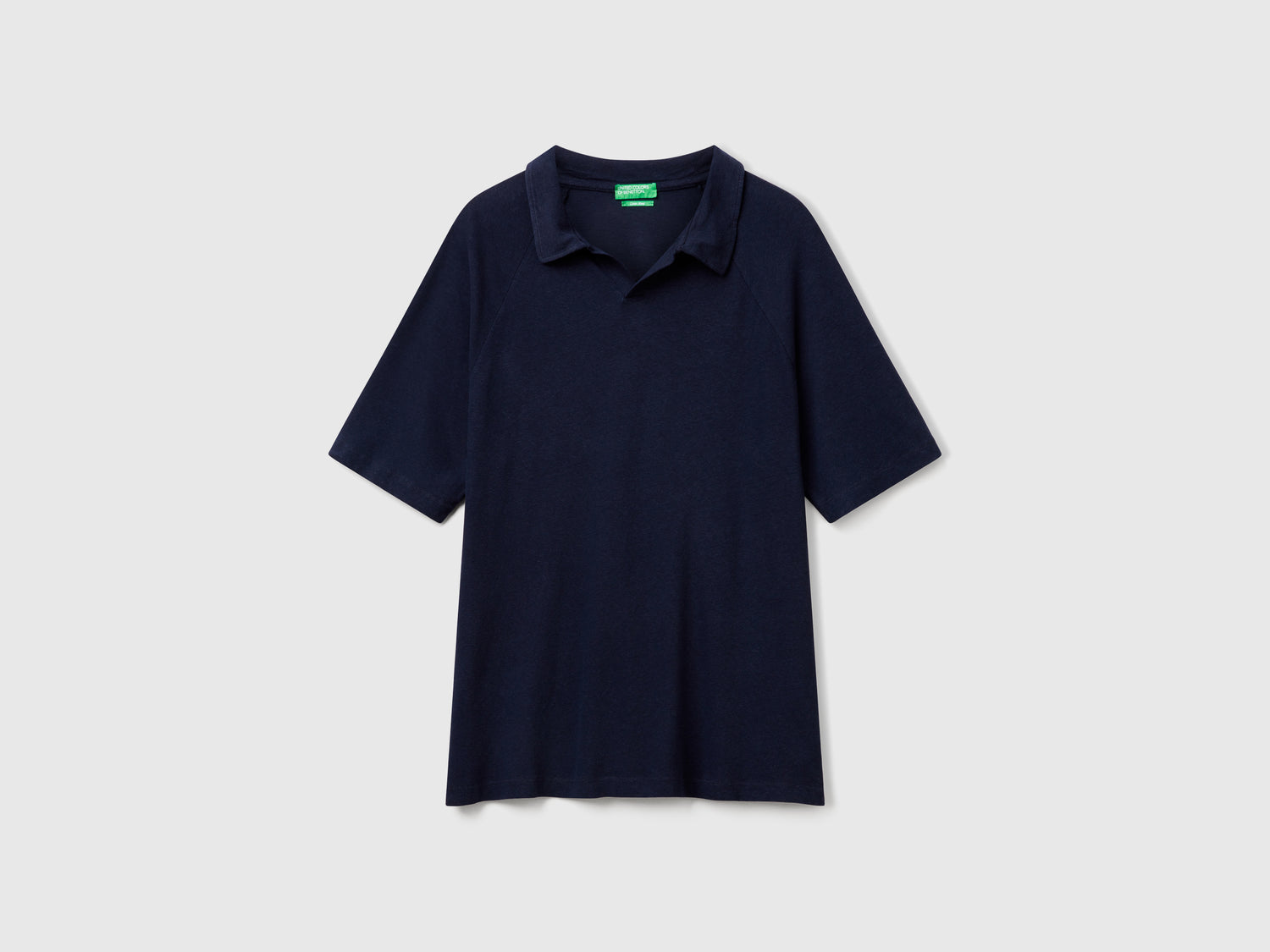 Polo in misto lino da uomo blu scuro | Benetton Outlet