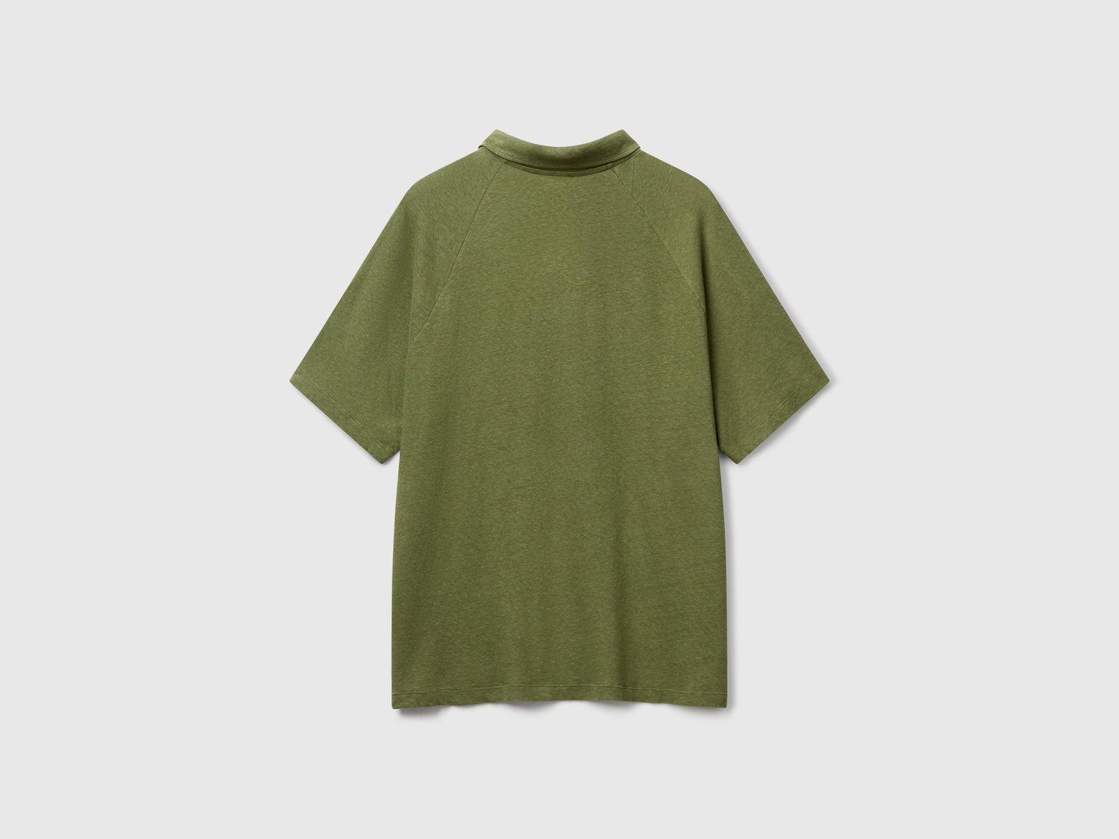 Polo in misto lino da uomo verde militare 2 | Benetton Outlet