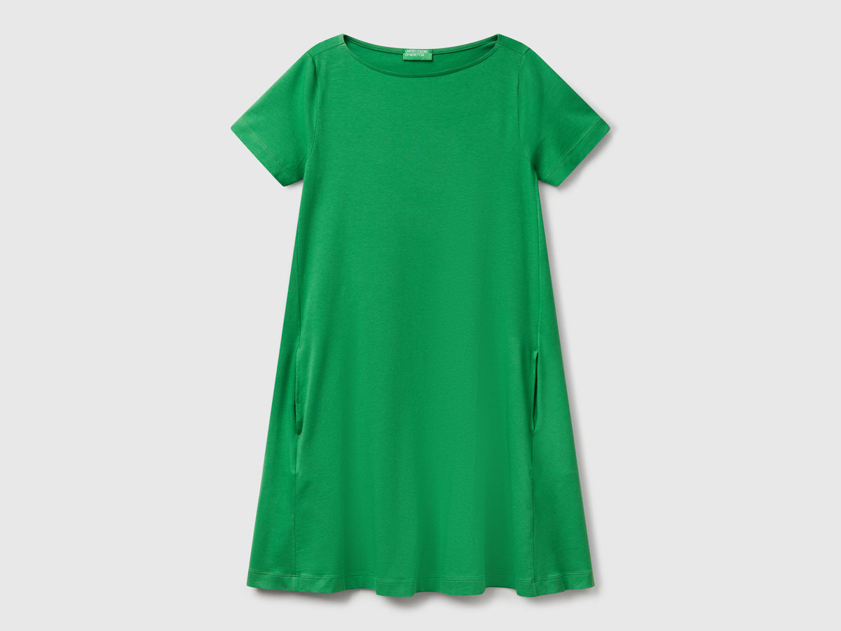 benetton green dress United Colors of Benetton. Botanical all-over print long-sleeve midi shirt dress
