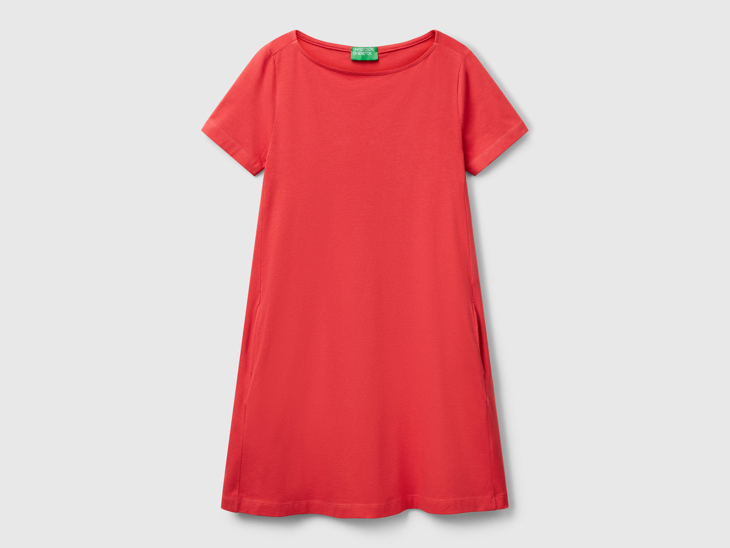 Abito corto svasato da donna rosso mattone | Benetton Outlet