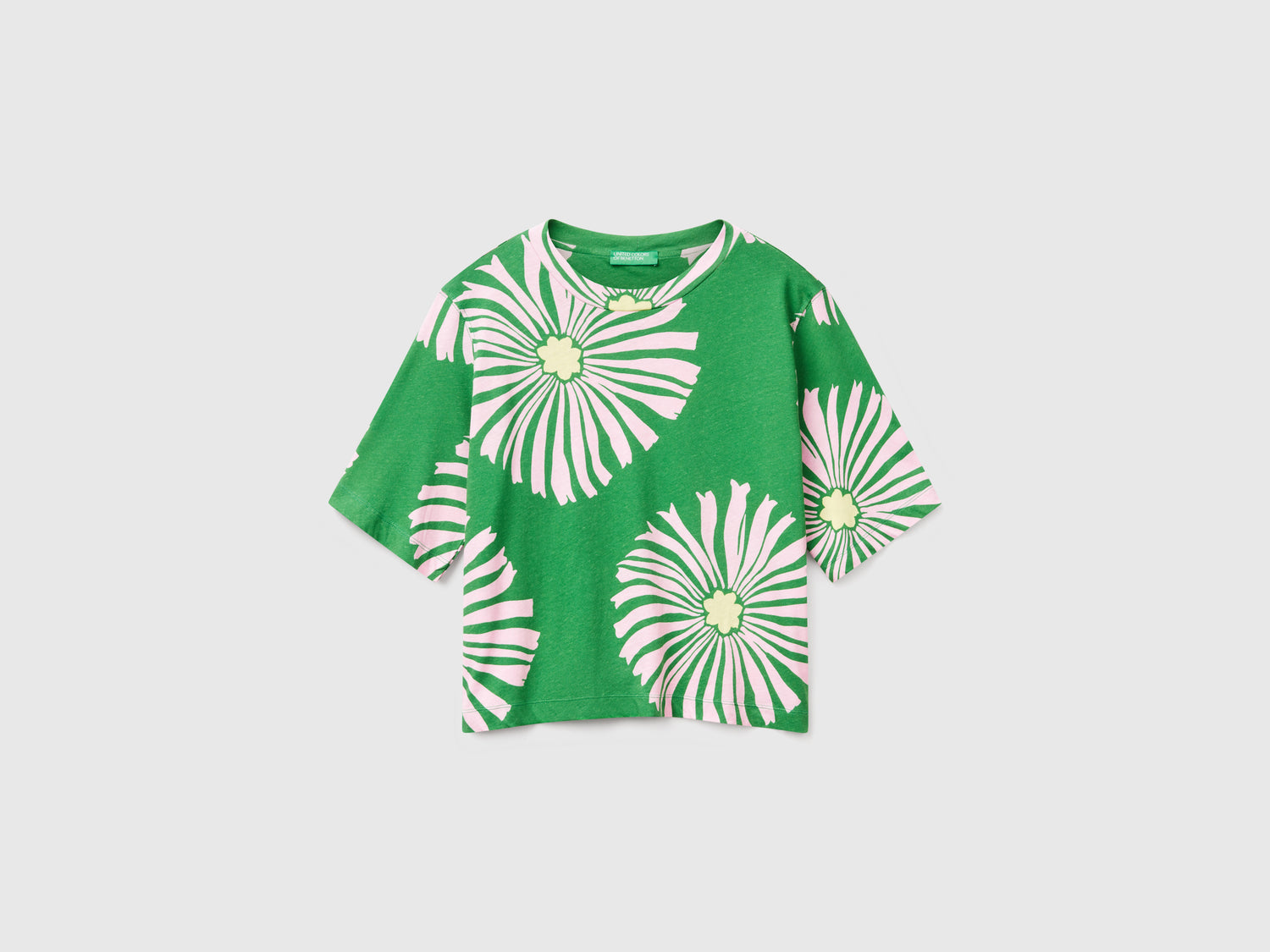 Maglietta con fantasia floreale da donna verde | Benetton Outlet