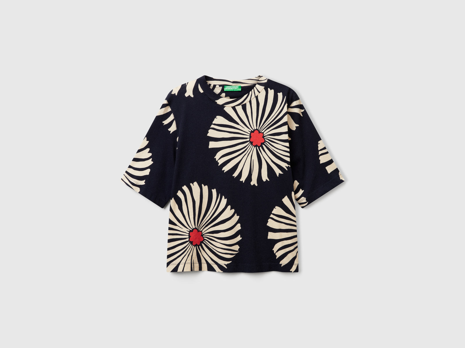 Maglietta con fantasia floreale da donna blu | Benetton Outlet