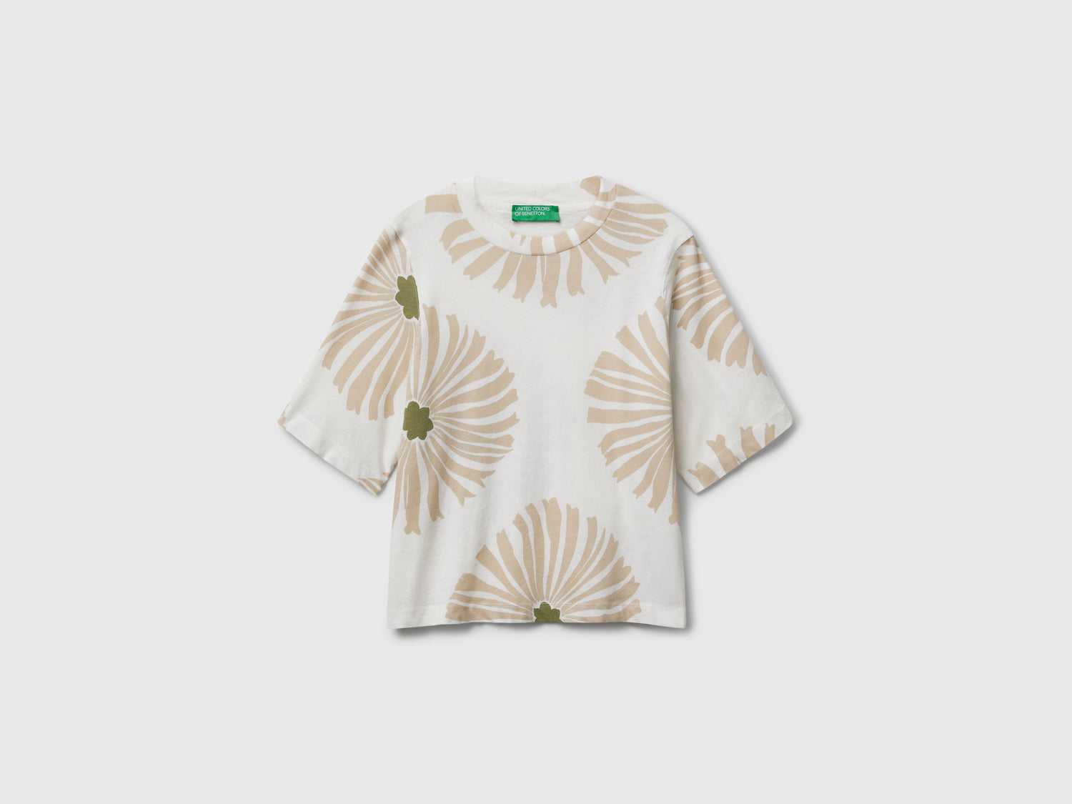 Maglietta con fantasia floreale da donna bianco panna | Benetton Outlet