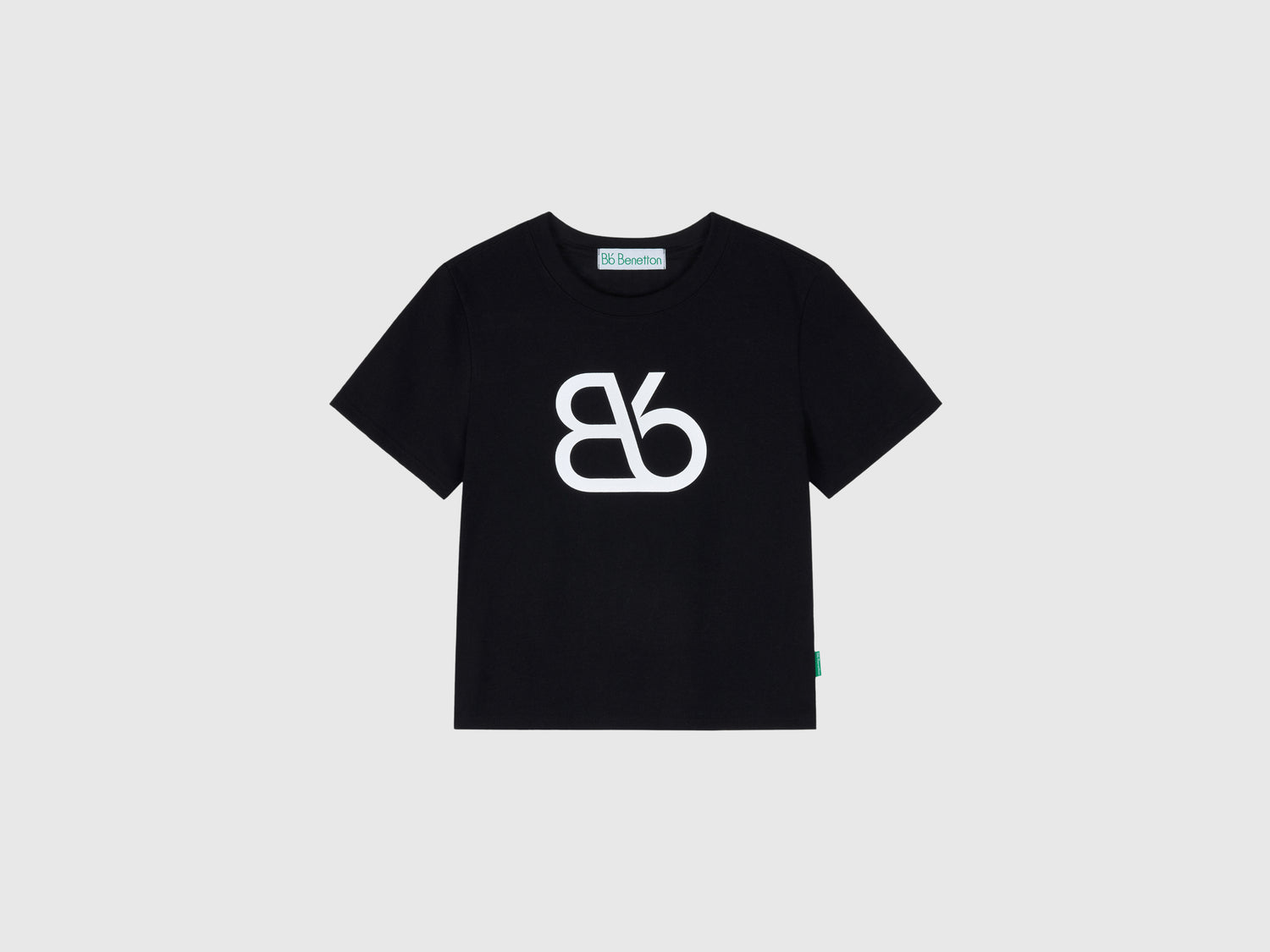 T-shirt con logo in misto cotone da donna nero | Benetton Outlet