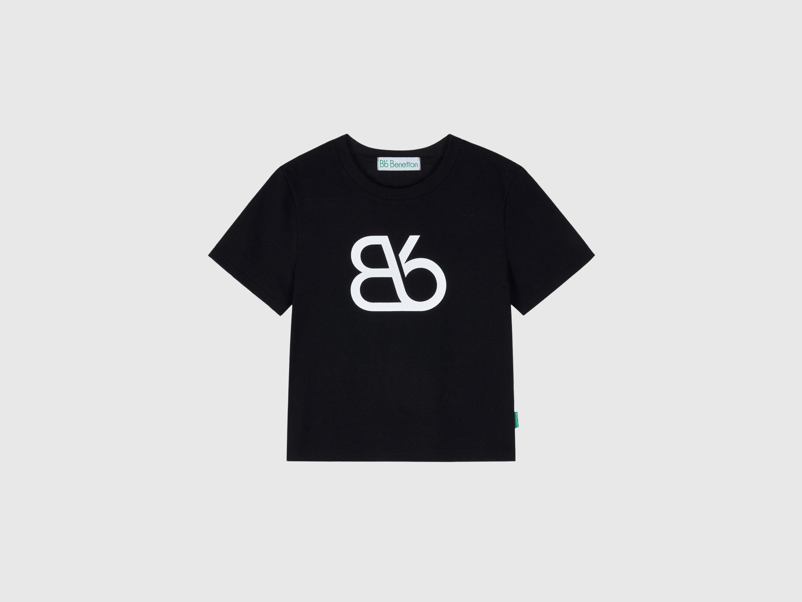 T-shirt con logo in misto cotone da donna nero | Benetton Outlet