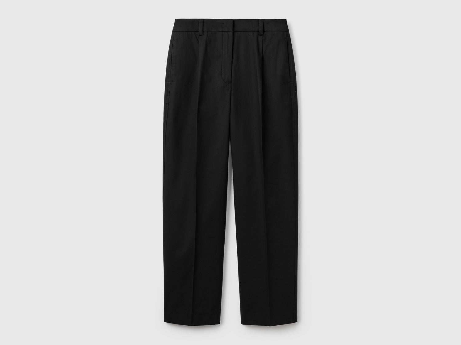 Pantaloni in cotone stretch da donna nero | Benetton Outlet