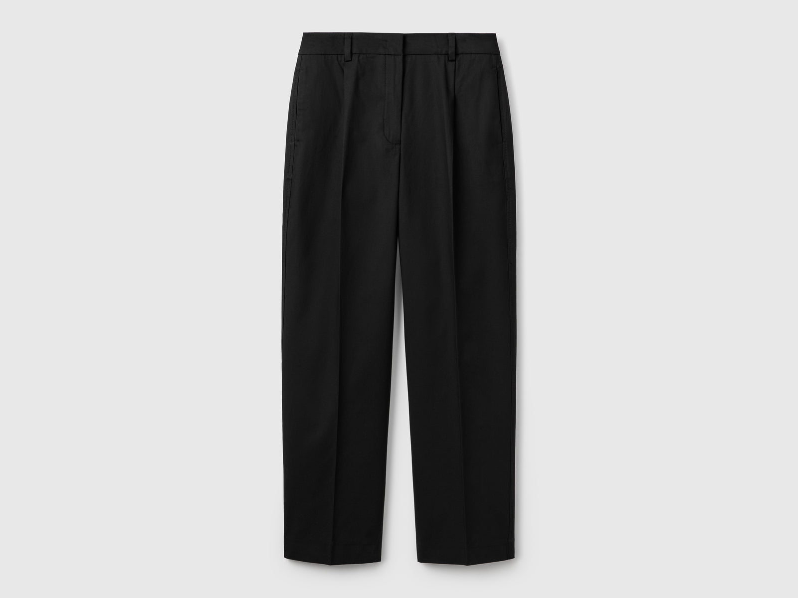 Pantaloni in cotone stretch da donna nero | Benetton Outlet