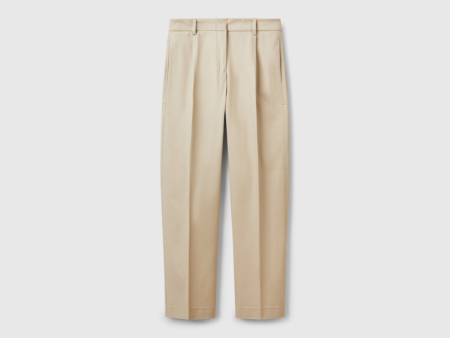Pantaloni in cotone stretch da donna beige | Benetton Outlet