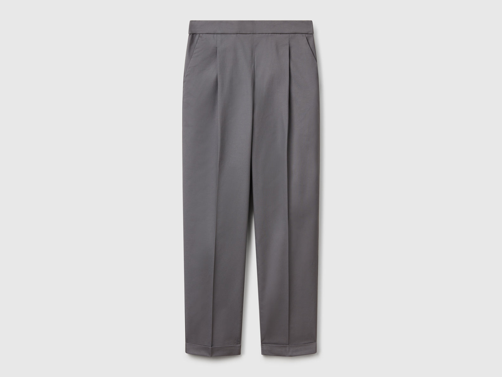Pantaloni in cotone elasticizzato da donna grigio | Benetton Outlet