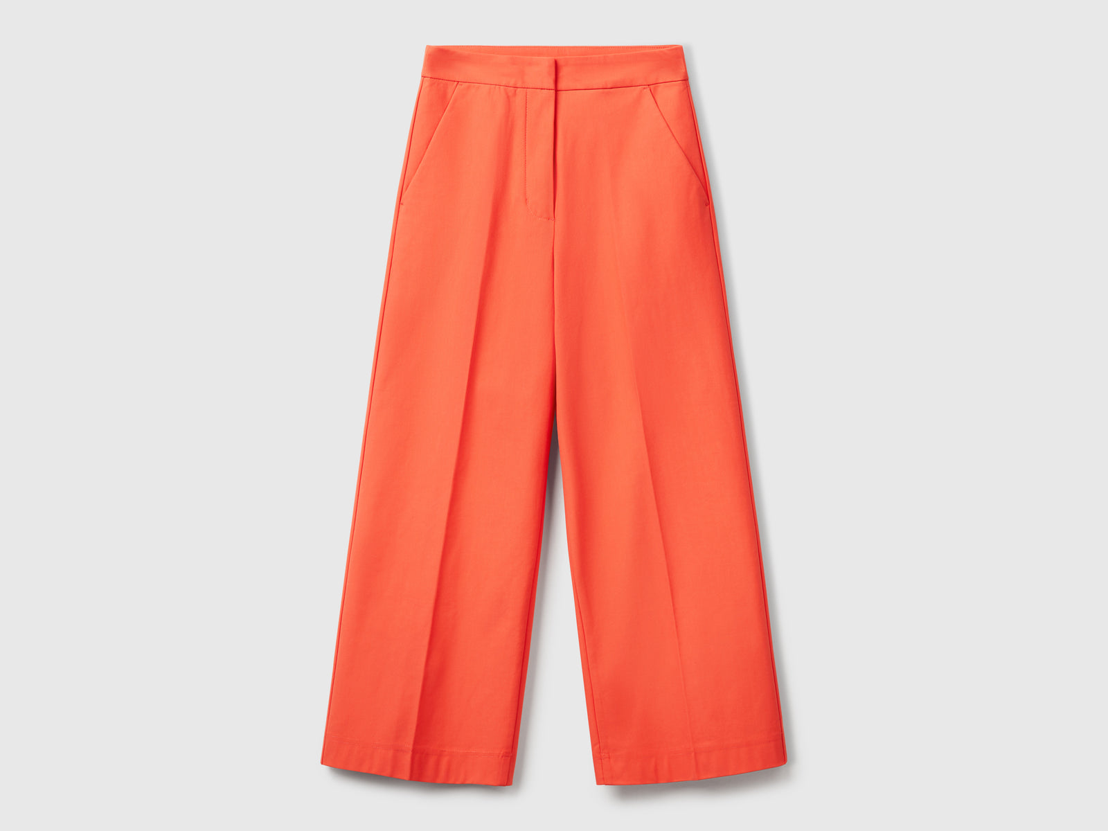 Pantaloni cropped a vita alta da donna arancione | Benetton Outlet